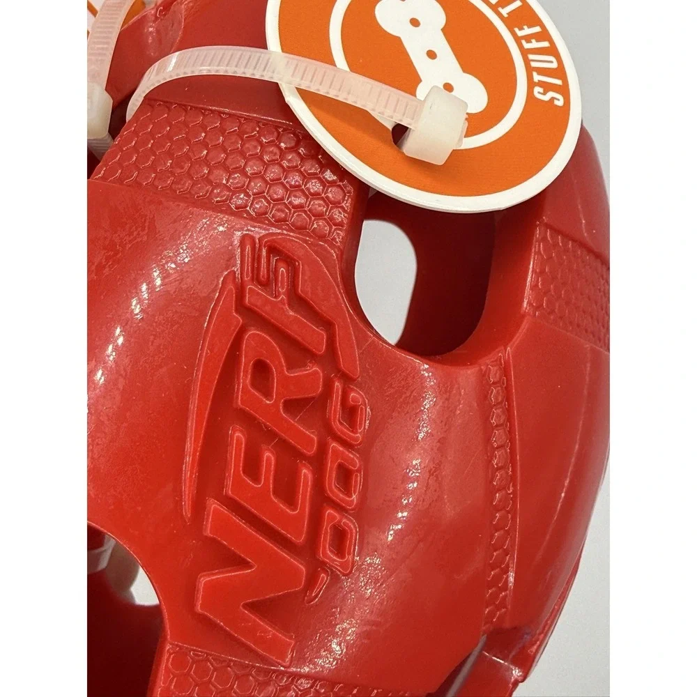 Nerf Dog Treat Football Dog Toy 6 Inch Red Rubber Interactive Dispenser 2870